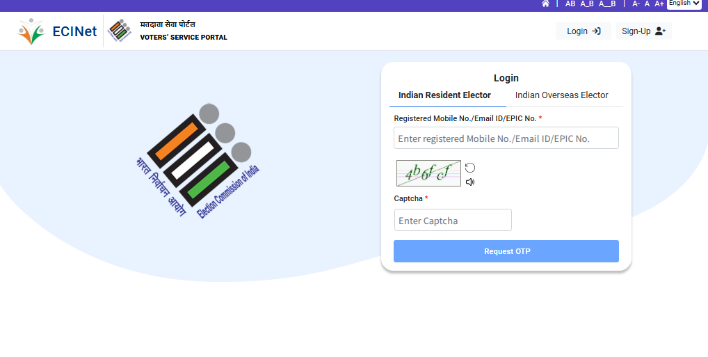 Login for voter Ragistration